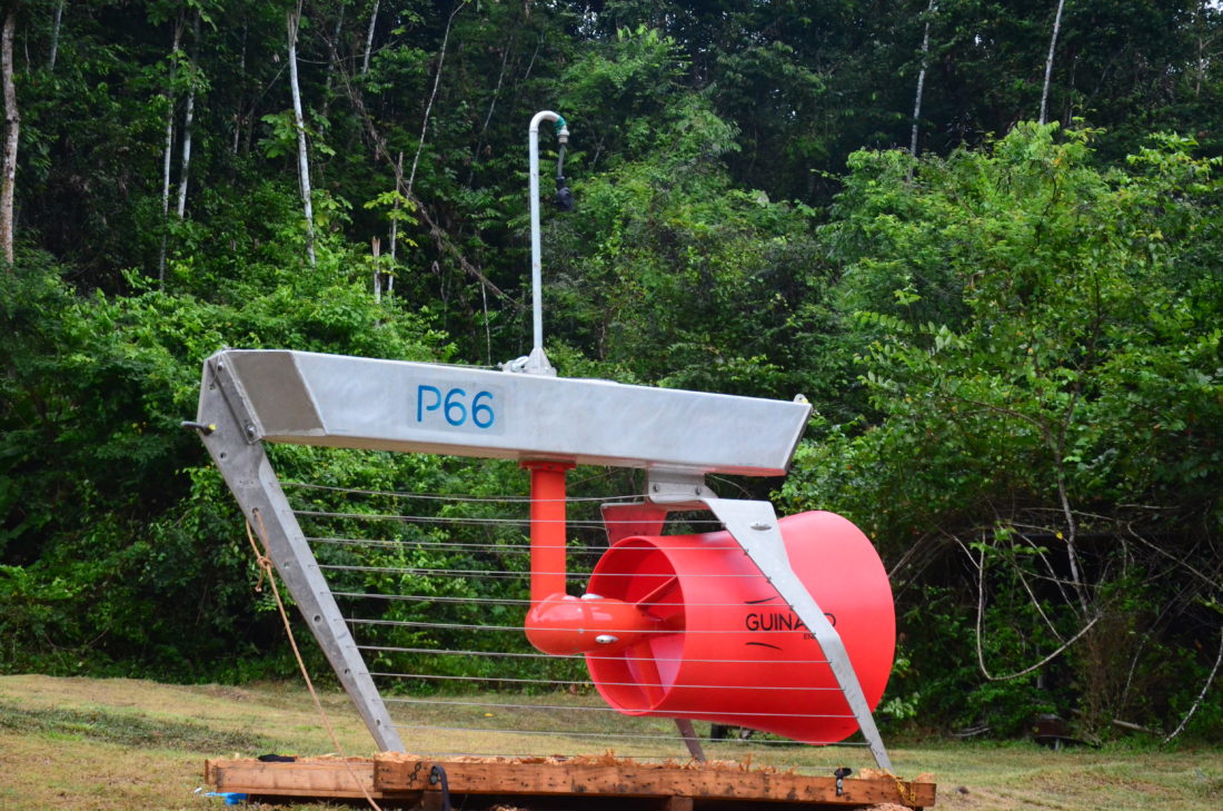 Hydrolienne P66 avec flotteur. C'est cette solution d'hydrolienne qui sera installée au Togo prochainement.